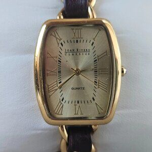 Joan Rivers Classic Ladies Wristwatch Gold Tone Metal and Purple Leather Strap